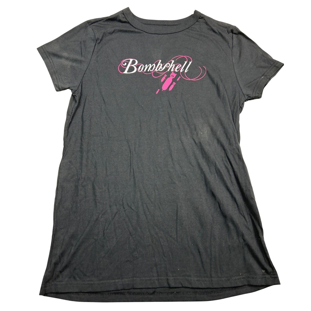 Rothco Bombshell Graphic Tee Black Pink Short Sleeve T-Shirt Womens XL RN 37572